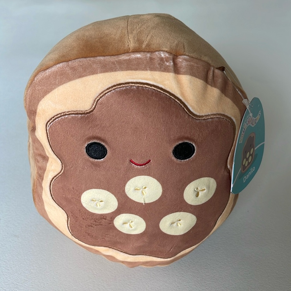 NWT Squishmallows 8" Danilo S8 #1811 Piece of Chocolate Banana Toast Collectible